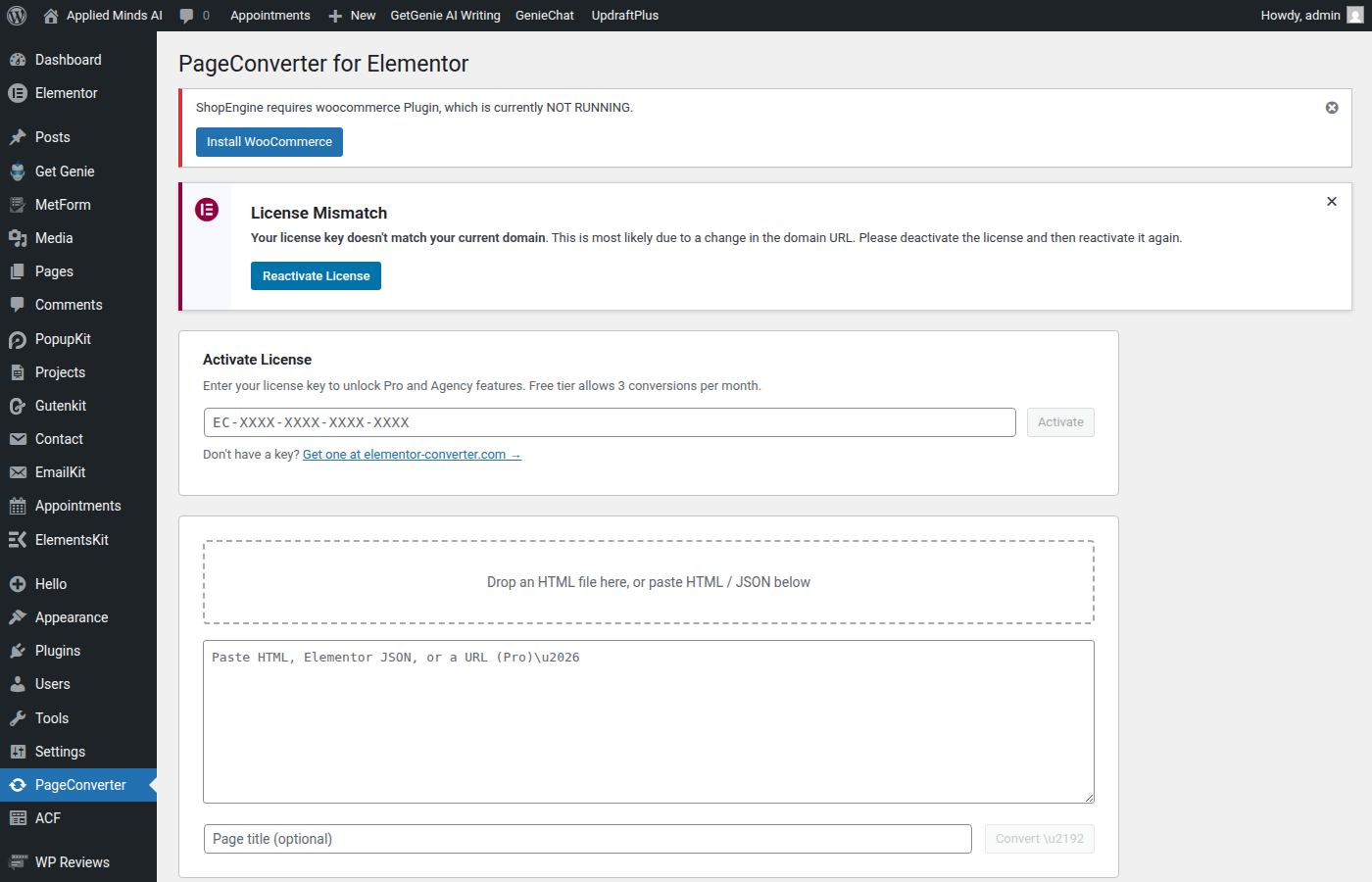 PageConverter job interface and delivery record