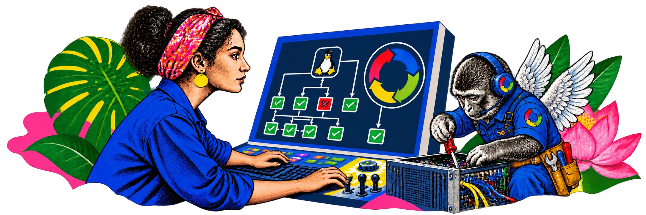 An operator inspects a system with a helpful agent
