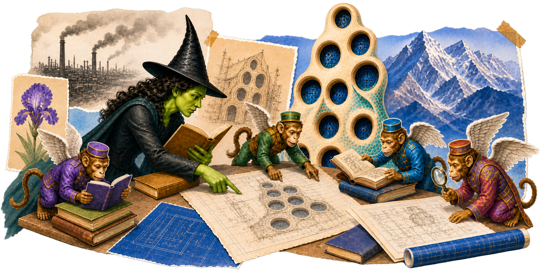 Illustration of readable system instructions amid disrupted infrastructure.